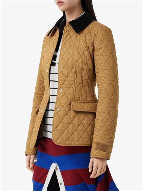 burberry corduroy collar diamond quilted barn jacket